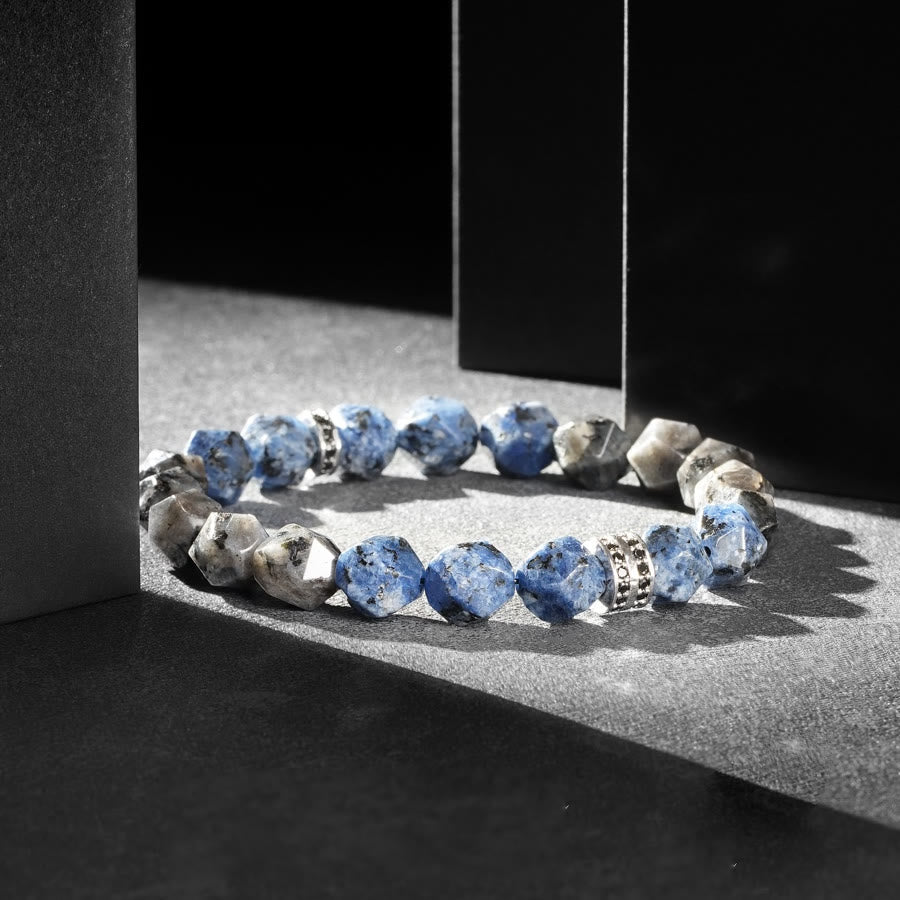 Olivenorma Men Geometric Facets Blue Sodalite Labradorite Beads Bracelet - image 6