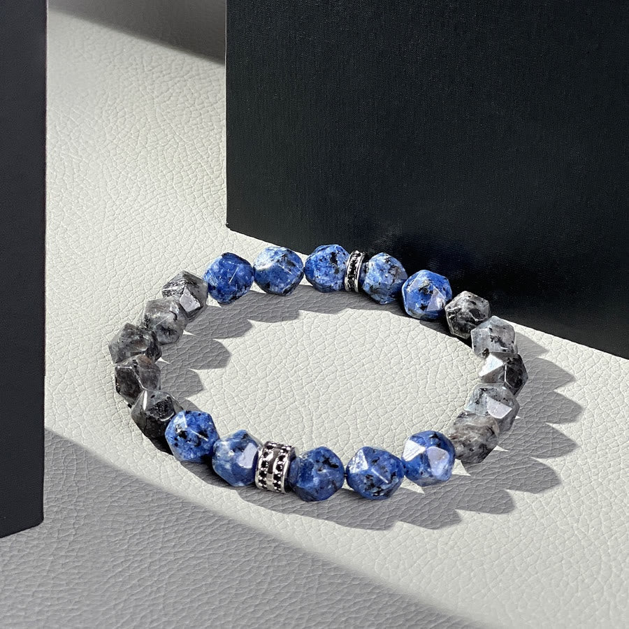 Olivenorma Men Geometric Facets Blue Sodalite Labradorite Beads Bracelet - image 4