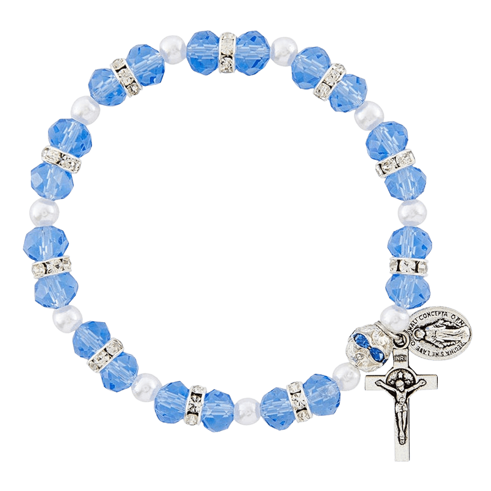 Olivenorma "Grounded In Faith" Sapphire Crystal Rosary Bracelet  - image 10
