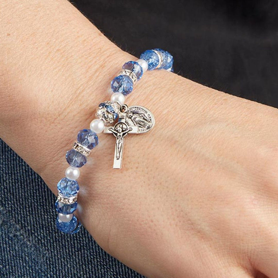 Olivenorma "Grounded In Faith" Sapphire Crystal Rosary Bracelet  - image 11