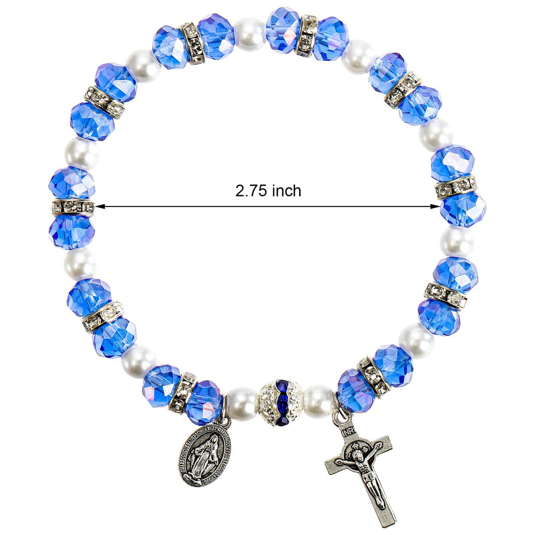 Olivenorma "Grounded In Faith" Sapphire Crystal Rosary Bracelet  - image 17