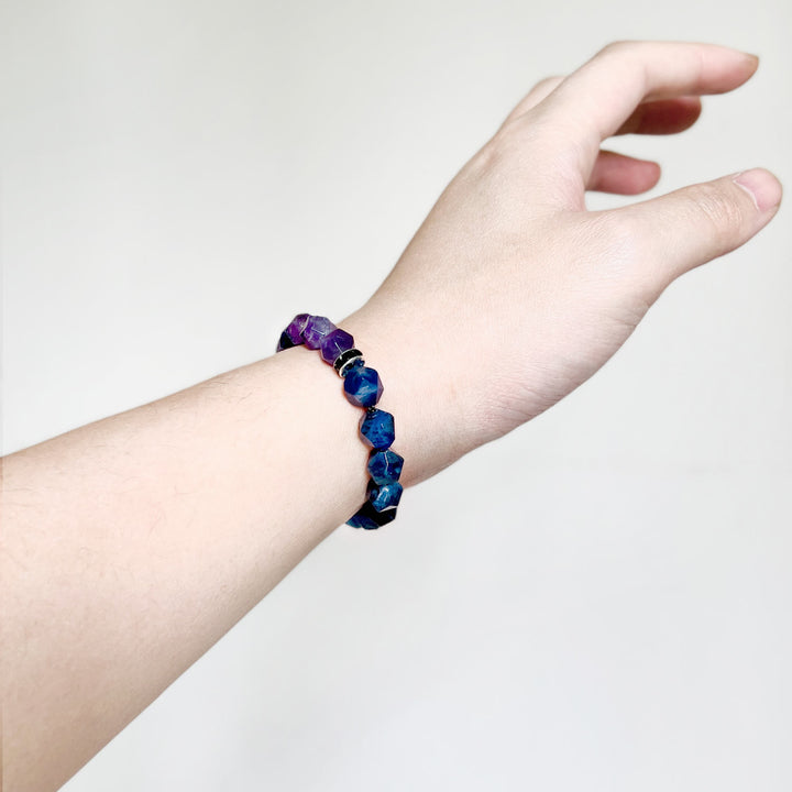Olivenorma Men Geometric Facets Blue Sodalite Amethyst Beads Bracelet - image 1