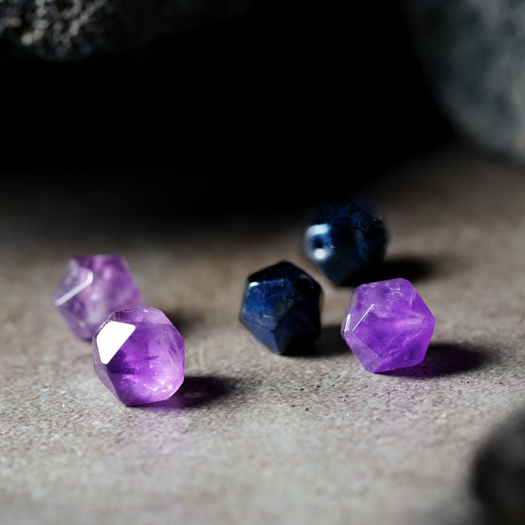 Olivenorma Men Geometric Facets Blue Sodalite Amethyst Beads Bracelet - image 4