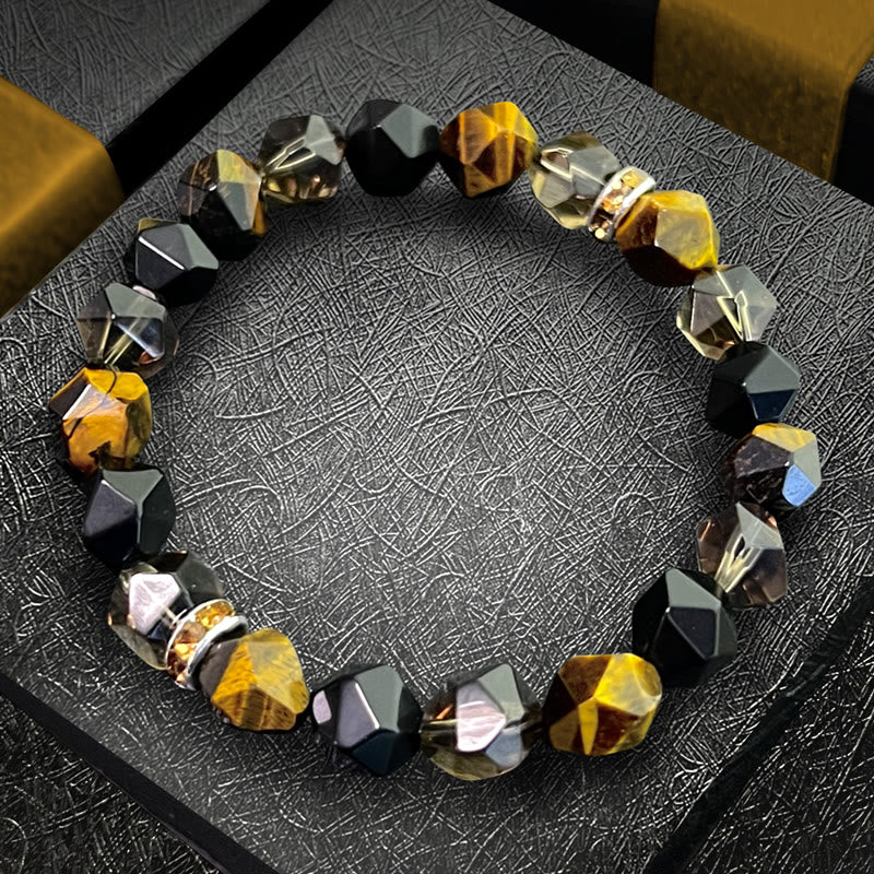 Olivenorma Men  Facets Tiger Eye Black Onyx Beads Bracelet - Women - 14-15cm - image 0