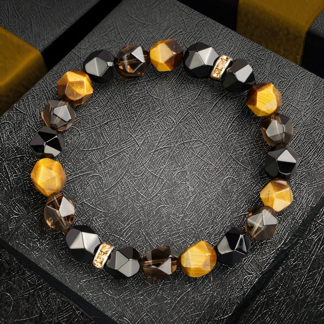 Olivenorma Men  Facets Tiger Eye Black Onyx Beads Bracelet - image 4