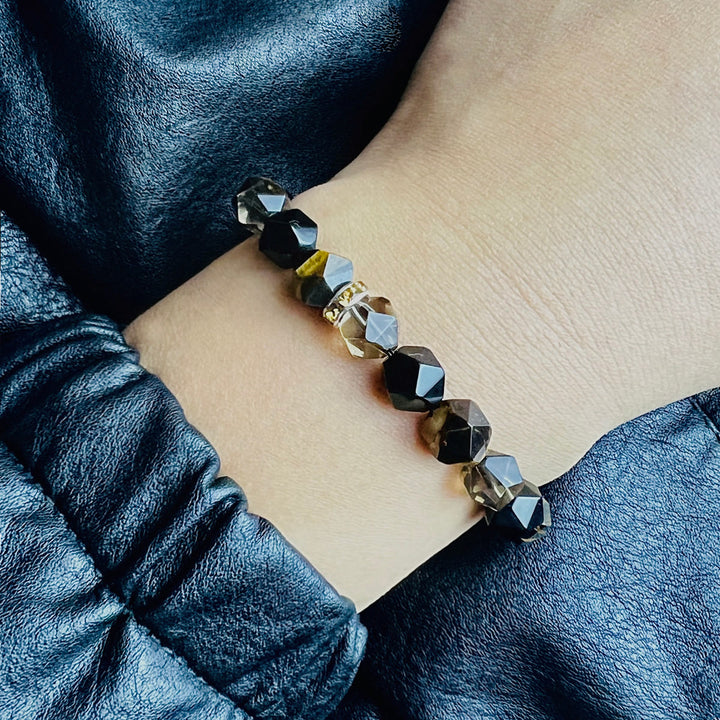 Olivenorma Men  Facets Tiger Eye Black Onyx Beads Bracelet - image 2