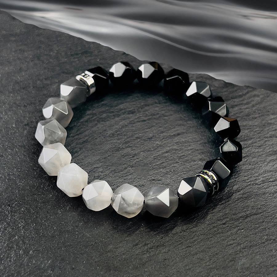 Olivenorma Men Facets Black Onyx Cloud Quartz Beads Bracelet - Women - 14-16cm - image 0