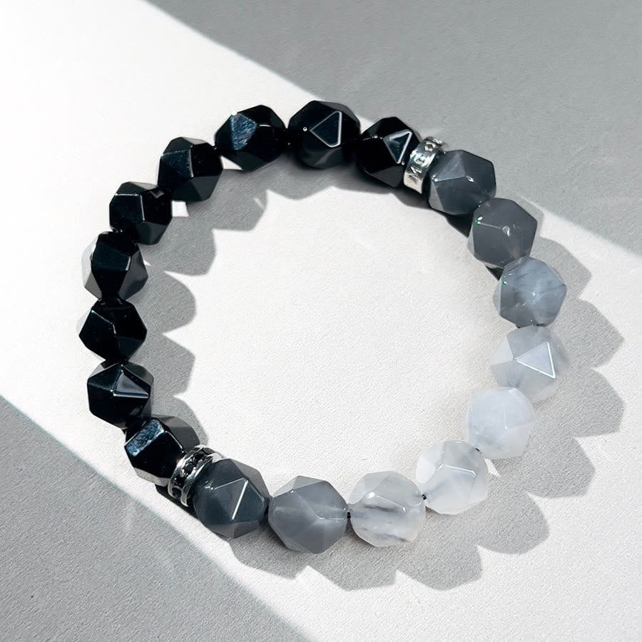 Olivenorma Men Facets Black Onyx Cloud Quartz Beads Bracelet - image 1