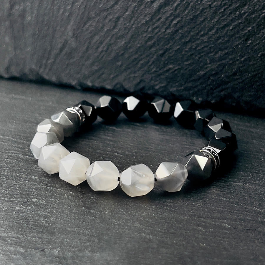 Olivenorma Men Facets Black Onyx Cloud Quartz Beads Bracelet - image 2