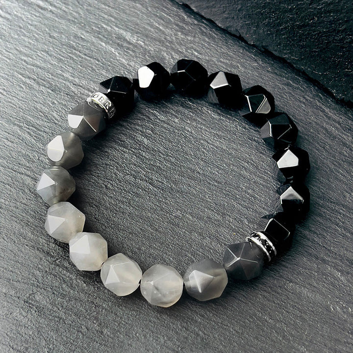 Olivenorma Men Facets Black Onyx Cloud Quartz Beads Bracelet - image 4