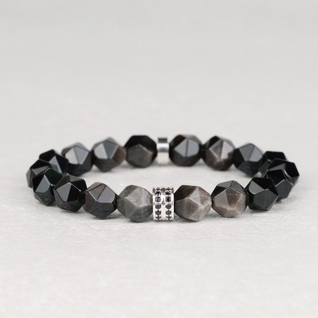Olivenorma Men Geometric Facets Obsidian Beads Bracelet - image 4