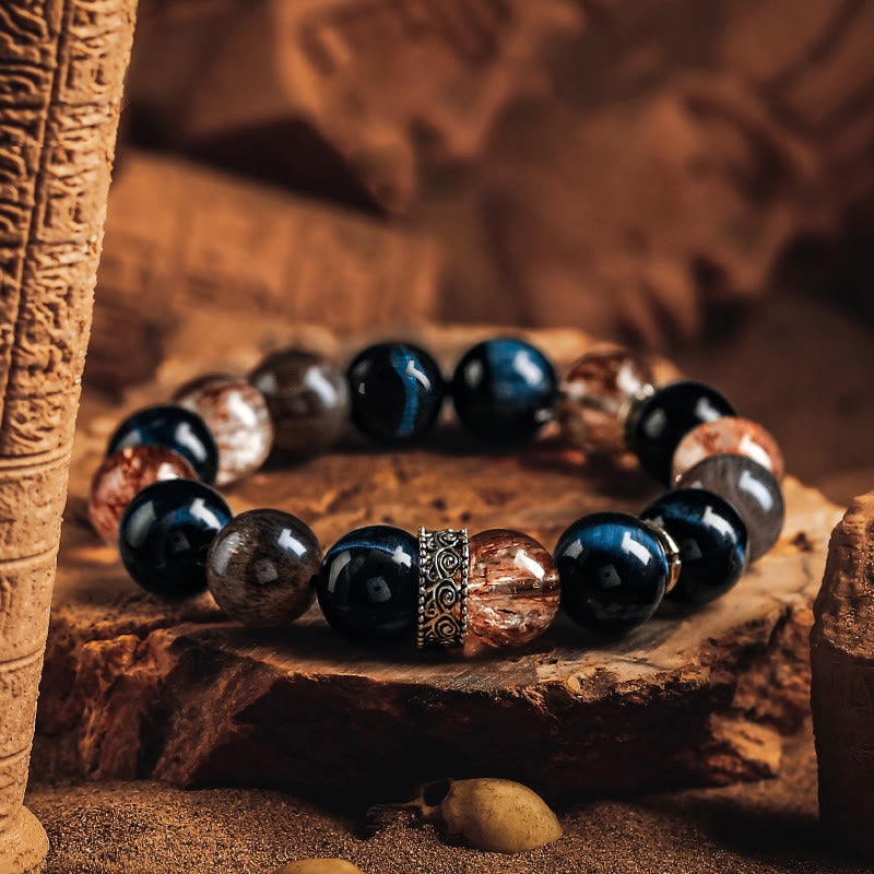 Olivenorma Men Black Gold Super Seven Beads Bracelet - 17cm - image 0