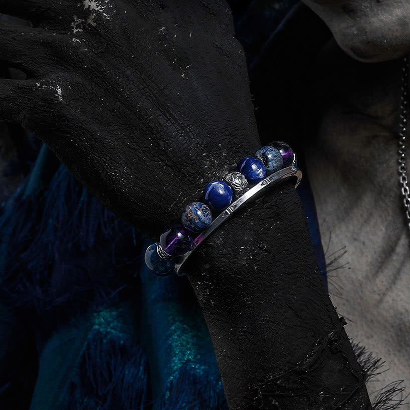 Olivenorma Men Lapis Lazuli Amethyst Pietersite Beads Bracelet - image 1