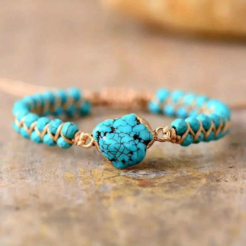 Olivenorma Irregular Bracelet Turquoise Double Beaded Bracelet - Turquoise - image 0