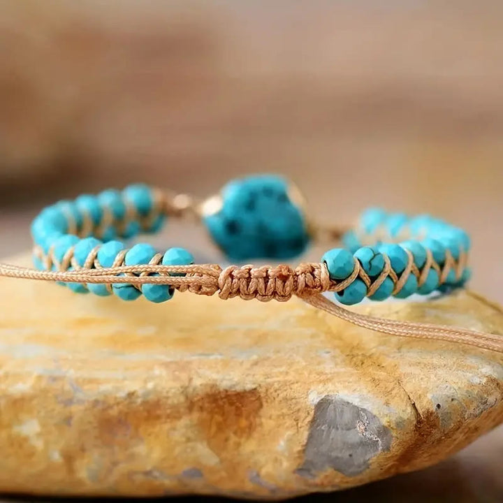 Olivenorma Irregular Bracelet Turquoise Double Beaded Bracelet - image 3