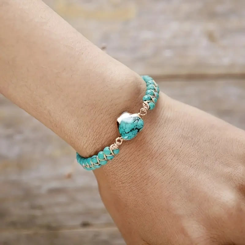Olivenorma Irregular Bracelet Turquoise Double Beaded Bracelet - image 1