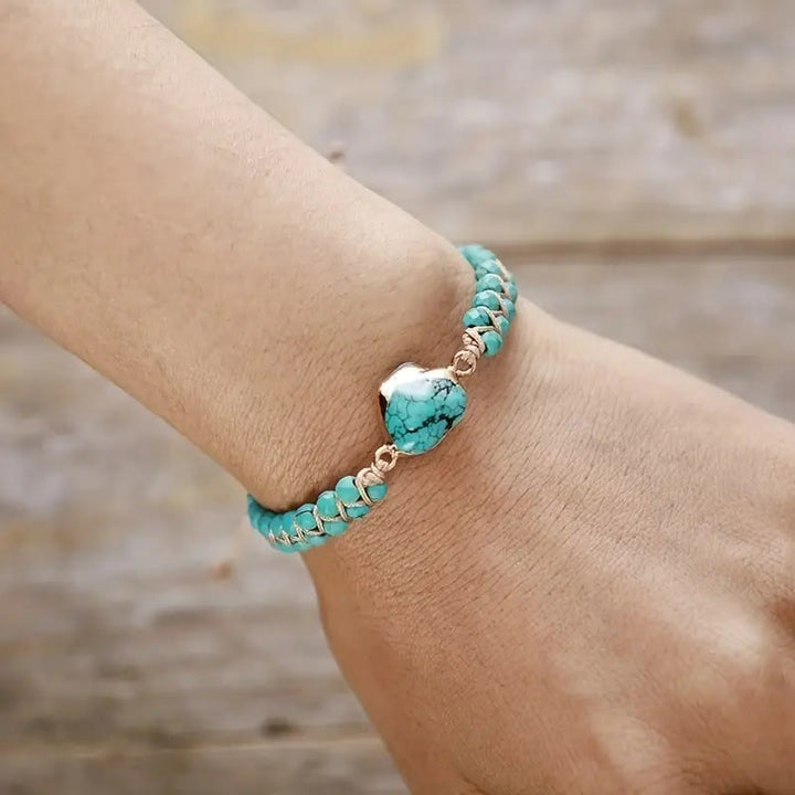 Olivenorma Irregular Bracelet Turquoise Double Beaded Bracelet - image 1