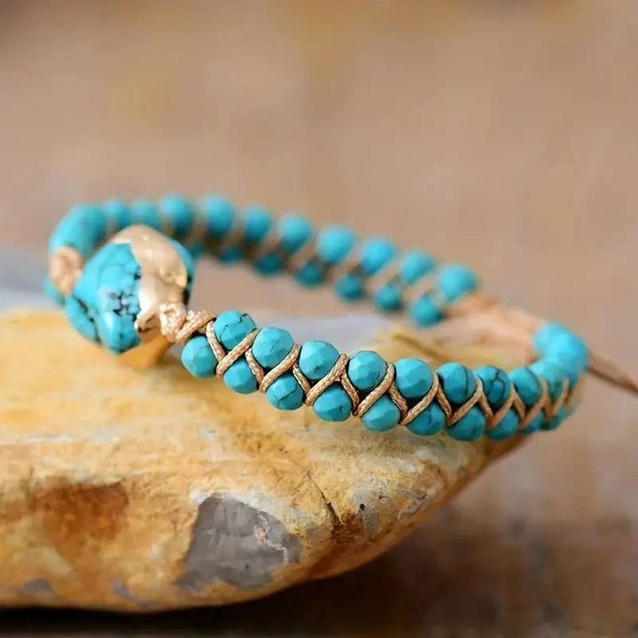 Olivenorma Irregular Bracelet Turquoise Double Beaded Bracelet - image 2