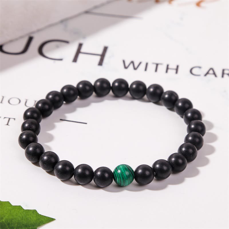 Olivenorma 8mm Malachite Black Onyx Beaded Bracelet - image 5
