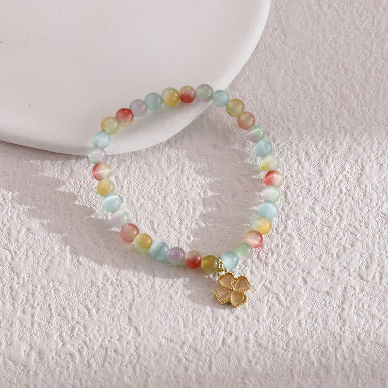 Olivenorma Cat's Eye Stone Four Leaf Clover Pendant Bracelet  - Color - image 5