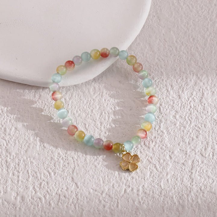 Olivenorma Cat's Eye Stone Four Leaf Clover Pendant Bracelet  - Color - image 5