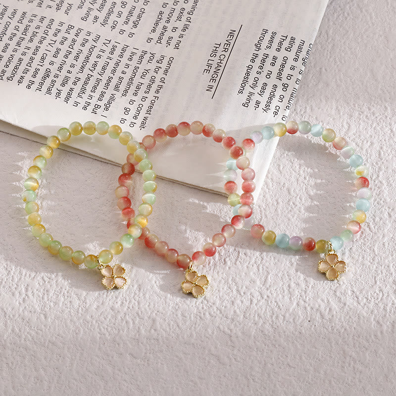 Olivenorma Cat's Eye Stone Four Leaf Clover Pendant Bracelet  - image 0