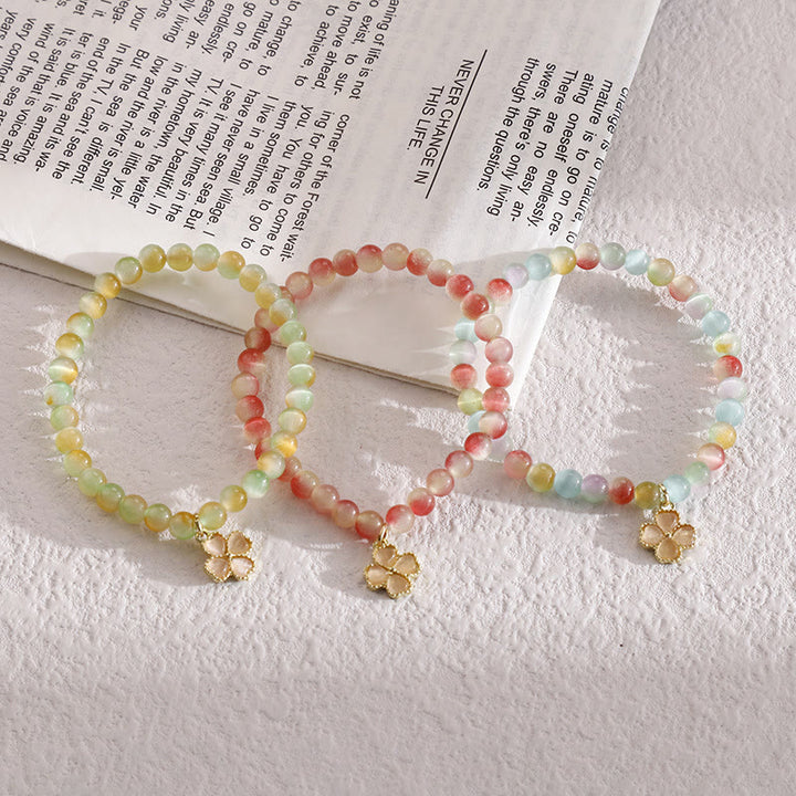 Olivenorma Cat's Eye Stone Four Leaf Clover Pendant Bracelet  - image 0