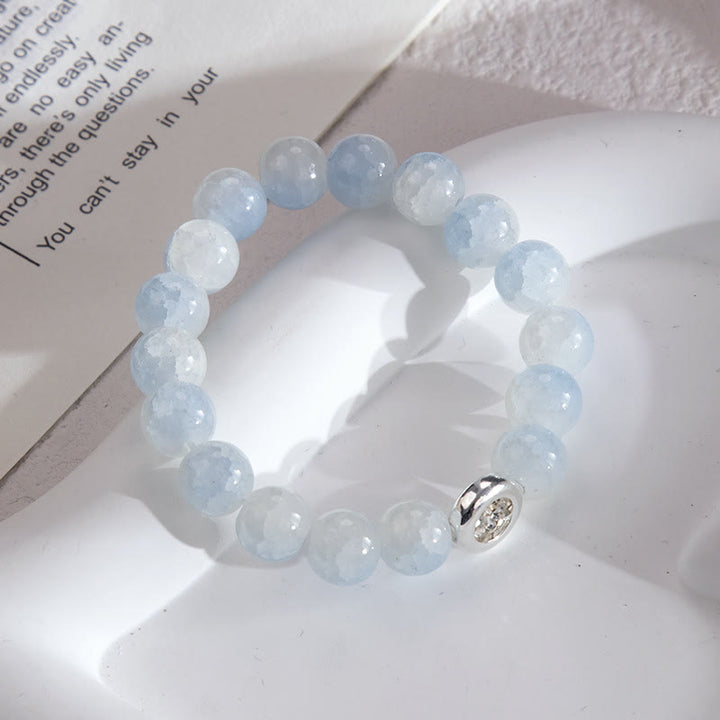 Olivenorma Blue Glass Crystal Beads Bracelet - Ivory White - image 1