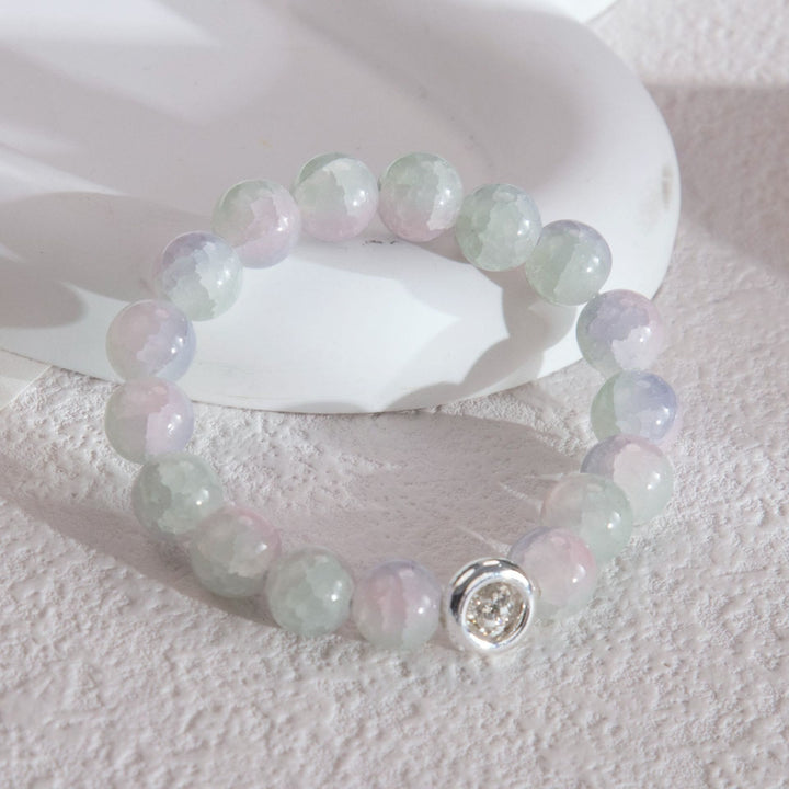 Olivenorma Blue Glass Crystal Beads Bracelet - Milky White - image 2