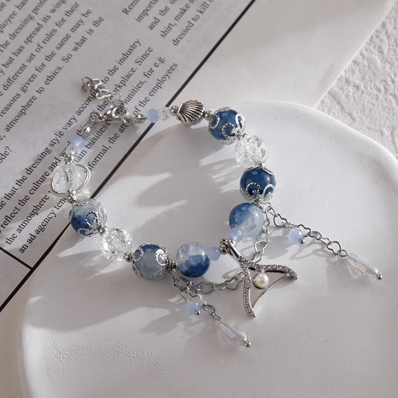 Olivenorma Blue And White Contrasting Glass Crystal Bracelet - Dolphin Tail Pendant - image 2