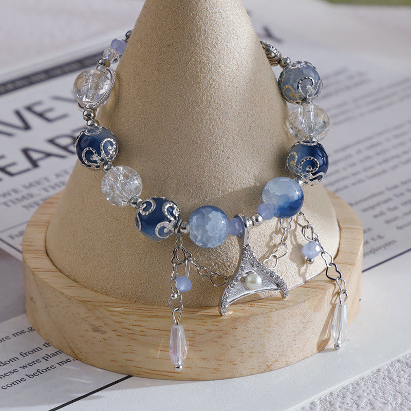 Olivenorma Blue And White Contrasting Glass Crystal Bracelet - image 3