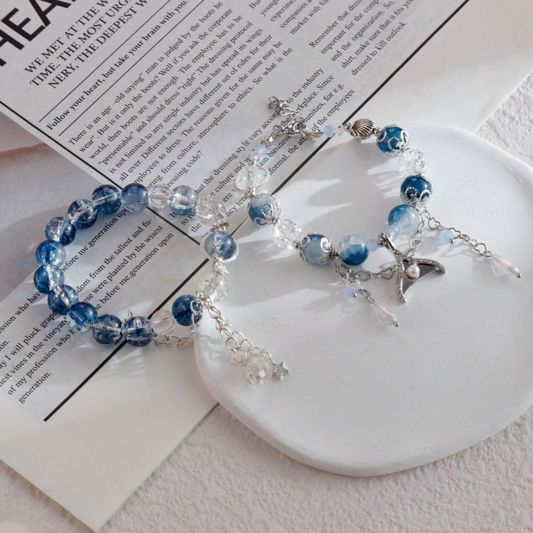 Olivenorma Blue And White Contrasting Glass Crystal Bracelet - image 0