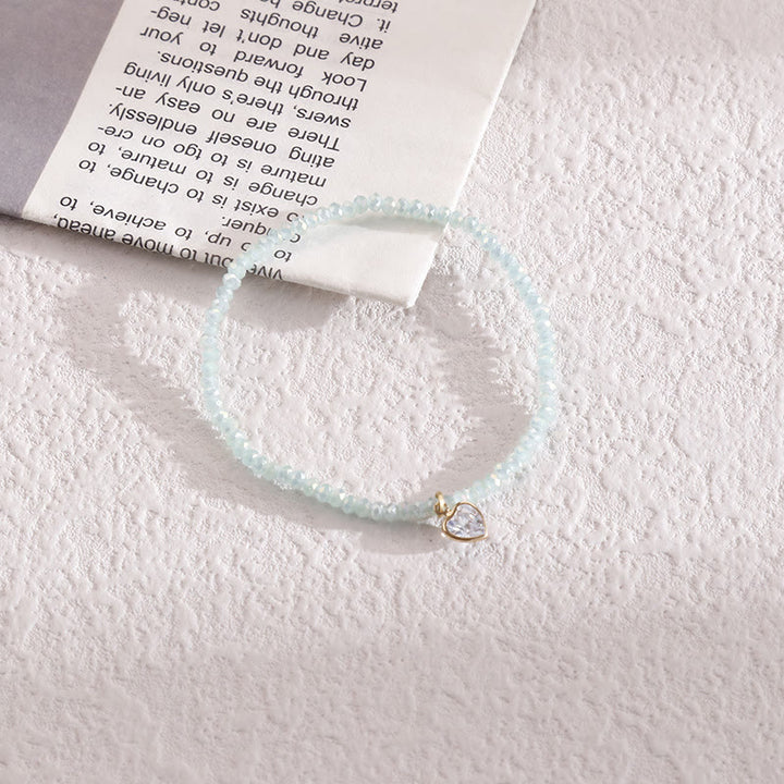 Olivenorma White Zircon Pendant Color Rice Beads Bracelet - Light Blue - image 2