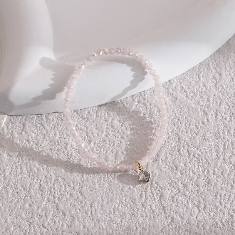 Olivenorma White Zircon Pendant Color Rice Beads Bracelet - Lotus Color - image 3