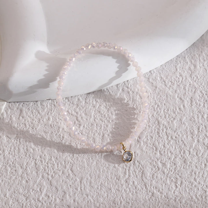 Olivenorma White Zircon Pendant Color Rice Beads Bracelet - Lotus Color - image 3
