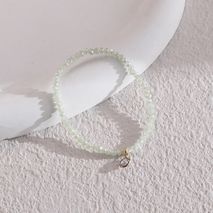 Olivenorma White Zircon Pendant Color Rice Beads Bracelet - Green - image 6