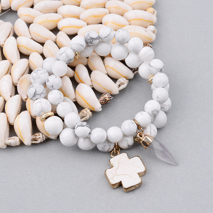 Olivenorma White Turquoise Clear Crystal Cross Bracelet - image 0