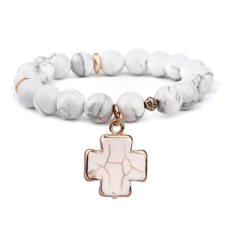 Olivenorma White Turquoise Clear Crystal Cross Bracelet - image 4