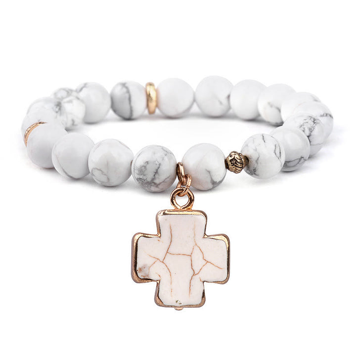 Olivenorma White Turquoise Clear Crystal Cross Bracelet - image 4