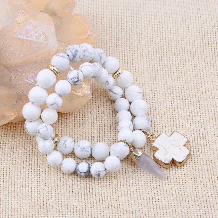 Olivenorma White Turquoise Clear Crystal Cross Bracelet - image 6