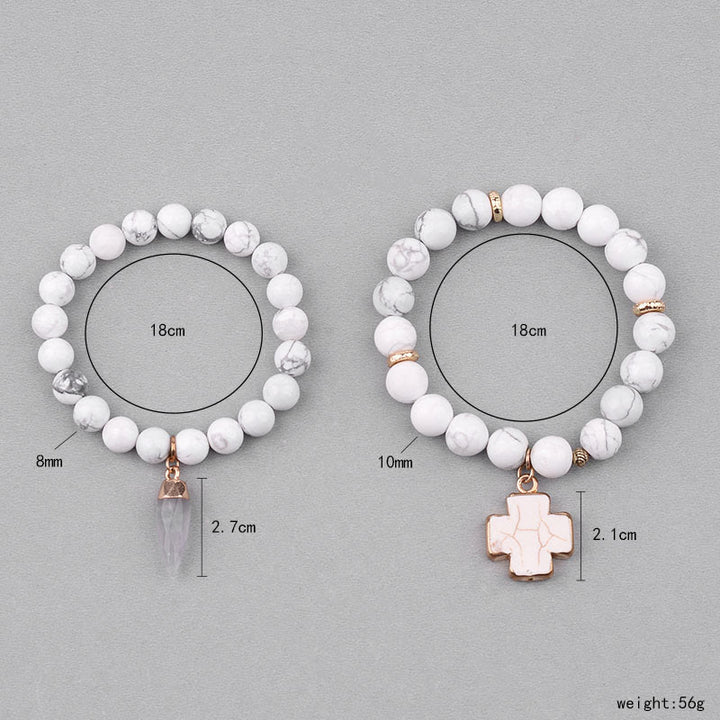 Olivenorma White Turquoise Clear Crystal Cross Bracelet - image 5