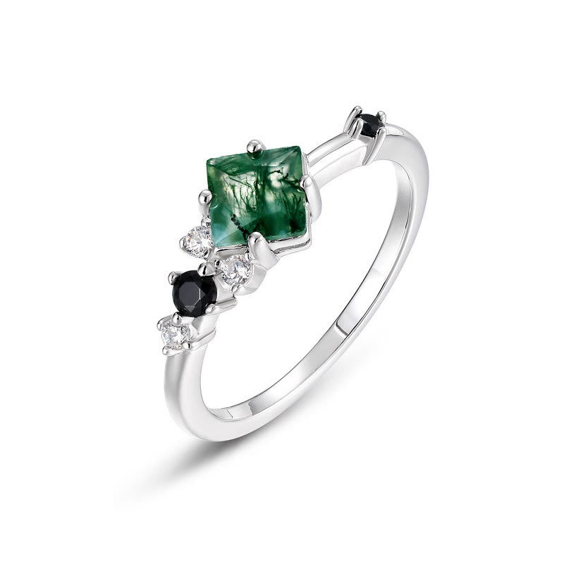 Olivenorma Square Moss Agate S925 Sterling Silver Ring - 8 - image 0