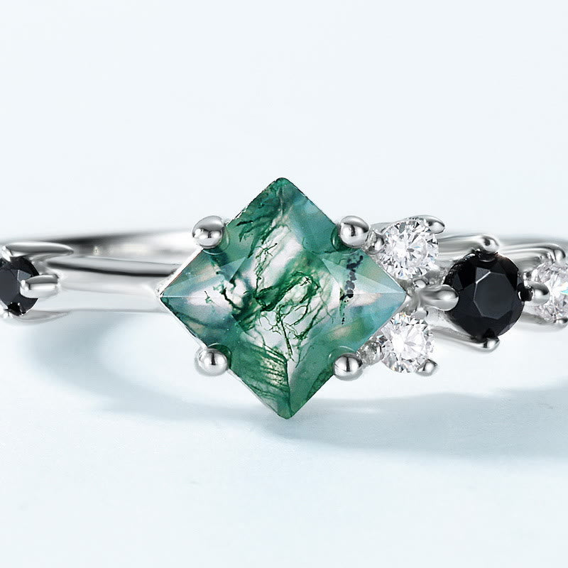 Olivenorma Square Moss Agate S925 Sterling Silver Ring - image 5
