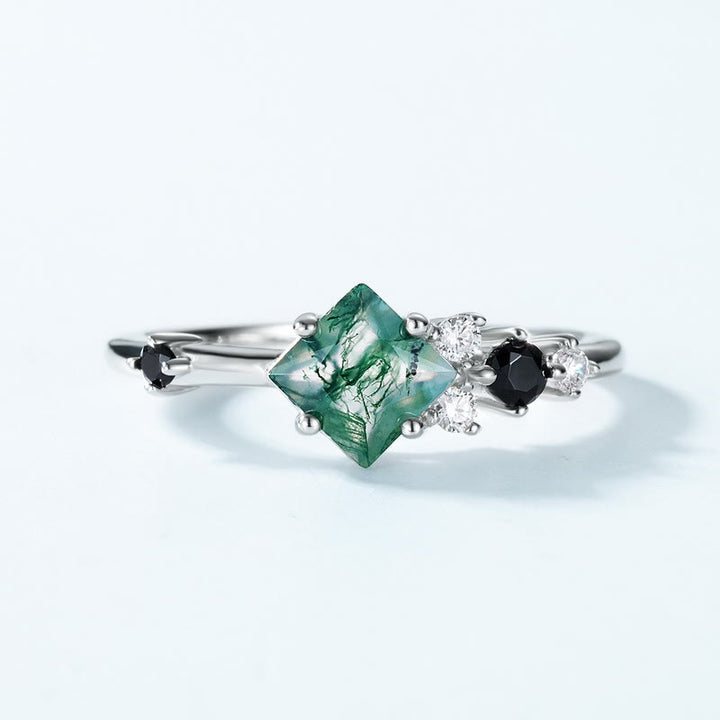 Olivenorma Square Moss Agate S925 Sterling Silver Ring - image 4