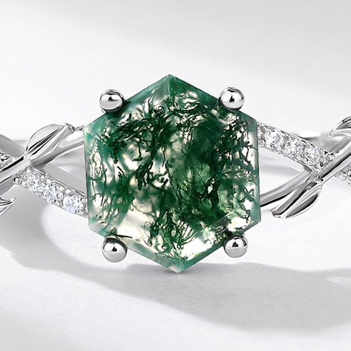 Olivenorma Moss Agate Tree Vine Interlaced Design Ring - image 3