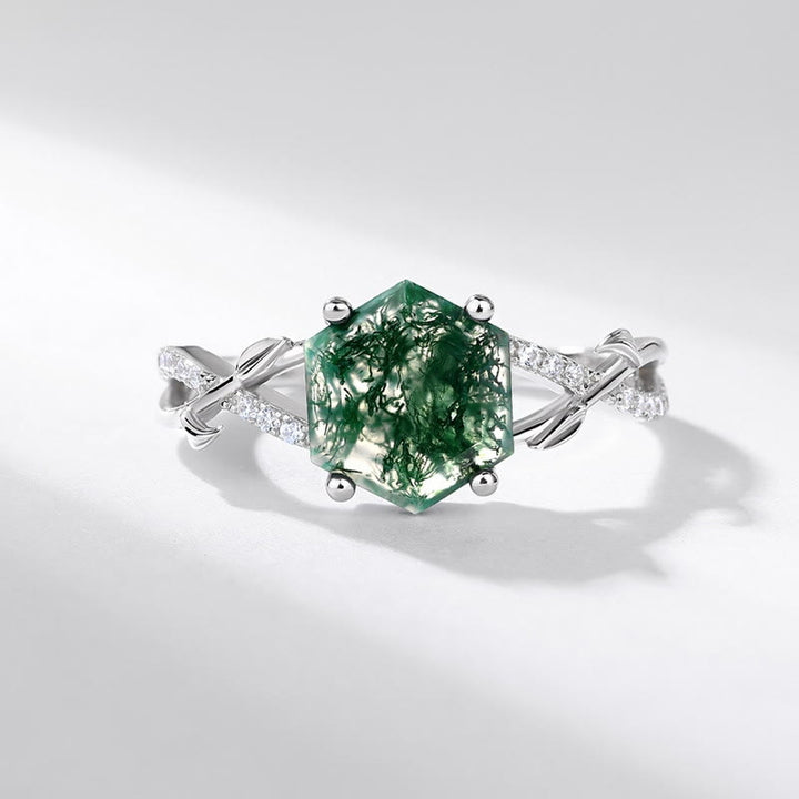 Olivenorma Moss Agate Tree Vine Interlaced Design Ring - image 2