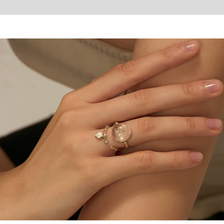 Olivenorma Clear Crystal Pearl Shell Design Ring - image 7
