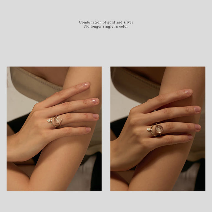 Olivenorma Clear Crystal Pearl Shell Design Ring - image 4