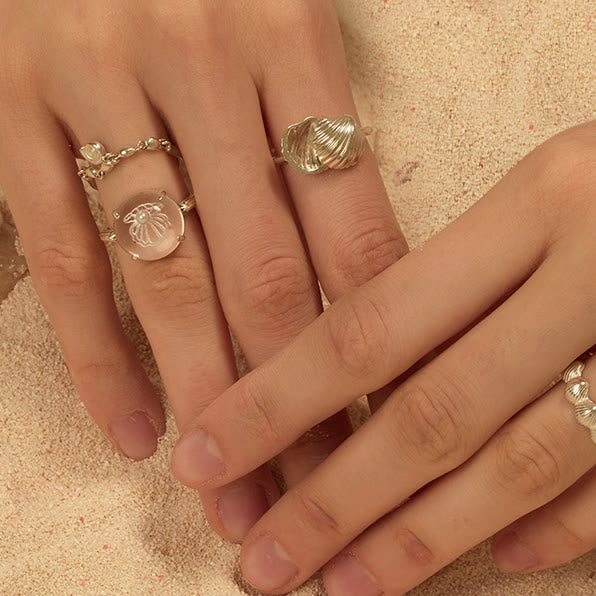 Olivenorma Clear Crystal Pearl Shell Design Ring - image 13