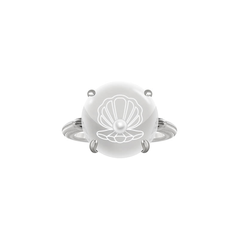 Olivenorma Clear Crystal Pearl Shell Design Ring - Shell - 8 - image 1